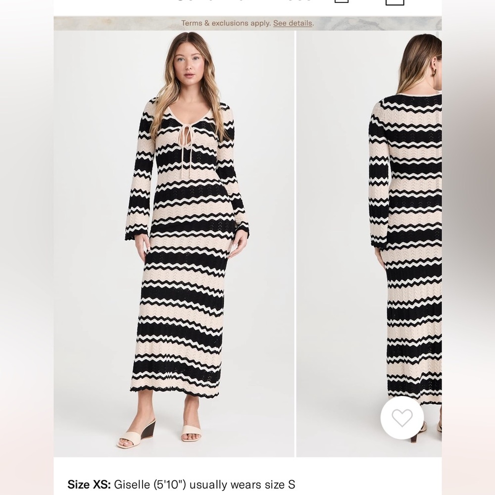 Seven Wonders Knit Maxi Dress - XS Black White Cream Striped